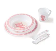 Набор детской посуды Canpol babies Cute Animals Котик Розовый 5 предметов (4/401_pin)