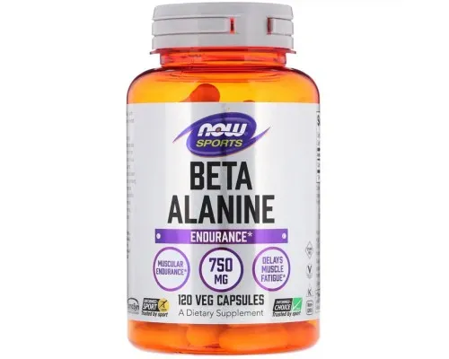 Амінокислота Now Foods Бета-Аланін, Beta-Alanine, 750 мг, 120 вегетаріанських капсул (NOW-02008)