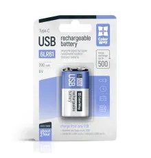 Аккумулятор Крона USB-С 390 mAh 9V (Li-Polymer) ColorWay (CW-UB9V-06)