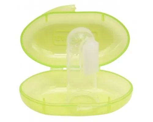 Дитяча зубна щітка Baby Team силіконова щітка-масажер з контейнером (7200_салатовый)