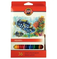 Олівці кольорові Koh-i-Noor Mondeluz Рибки акварельні 36 кольорів (3719_p)