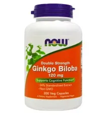 Трави Now Foods Гінкго білоба, Ginkgo Biloba, Double Strength, 120 мг, 200 к (NOW-04681)