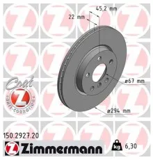 Тормозной диск ZIMMERMANN 150.2927.20