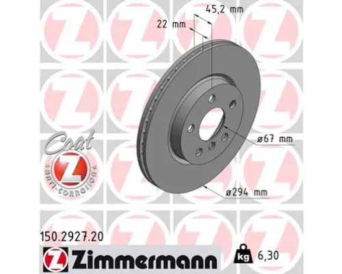 Гальмівний диск ZIMMERMANN 150.2927.20