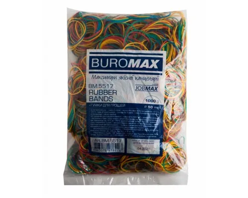 Резинки для грошей Buromax JOBMAX assorted colors, 1000 г (BM.5517)