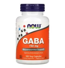 Аминокислота Now Foods GABA (Гамма-Аминомасляная Кислота) 750 мг, 100 вегетарианск (NOW-00089)