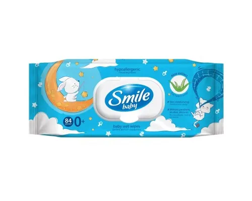 Детские влажные салфетки Smile baby Экстракт алоэ с клапаном 84 шт. (42107450)