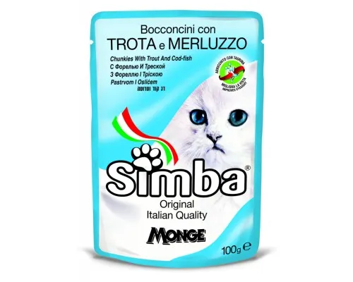 Влажный корм для кошек Simba Cat Wet форель и треска 100 г (8009470009362)