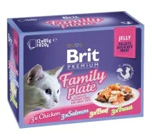 Влажный корм для кошек Brit Premium Cat семейная тарелка в желе 12 шт х 85 г (8595602519408)