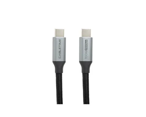Дата кабель USB-C 3.1 to USB-C 1.0m 10Gbps, 100W, 20V/ 5A, 4K/ 60HZ PowerPlant (CA913312)