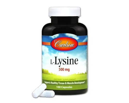 Амінокислота Carlson Лізин 500мг, L-Lysine, 100 капсул (CL6881)