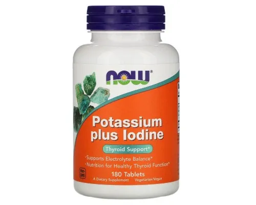 Мінерали Now Foods Калій плюс йод, Potassium Plus Iodine, 180 таблеток (NOW-01452)