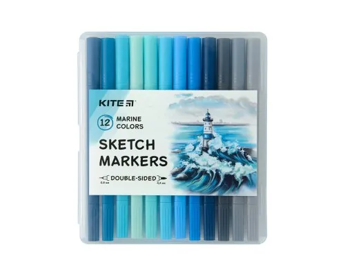 Художній маркер Kite Скетч маркери Marine, 12 кольорів (K22-044-3)
