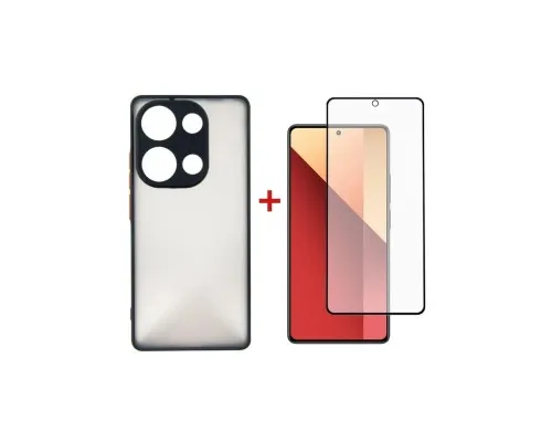 Чехол для мобильного телефона Dengos Kit for Xiaomi Redmi Note 13 Pro 4G case + glass (Black) (DG-KM-67)