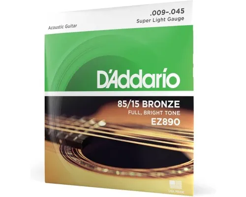 Струни для гітари D'Addario 85/15 Bronze Super Light (09-45) (EZ890)