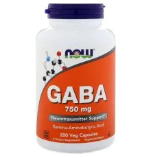 Аминокислота Now Foods GABA (Гамма-Аминомасляная Кислота) 750мг, 200 капсул (NOW-00129)
