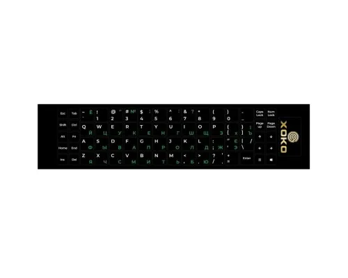 Наклейка на клавіатуру XoKo 68 keys UA/rus green, Latin white (XK-KB-STCK-MD)