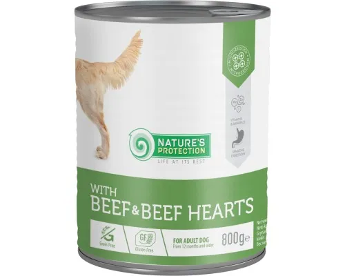 Консерви для собак Natures Protection with Beef&Beef Hearts 800 г (KIK45603)