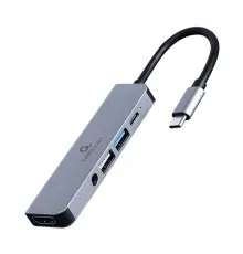 Концентратор Cablexpert USB-C 5-in-1 (hub/HDMI/PD/audio 3.5mm) (A-CM-COMBO5-02)