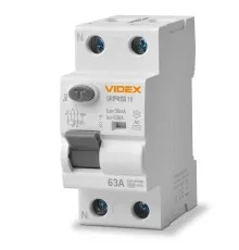 Диференційне реле (ПЗВ) Videx RESIST АС 2п 30мА 10кА 63А (VF-RS10-DR2AC63)