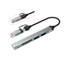 Концентратор Dynamode 5-in-1 USB Type-C/Type-A to 1хUSB3.0, 2xUSB 2.0, card-reader SD/MicroSD (DM-UH-514)