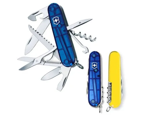 Ніж Victorinox Huntsman Ukraine 91 мм Синьо-прозорий/Жовтий (1.3713.T2.8)