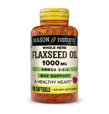 Трави Mason Natural Лляна олія 1000мг, Омега 3-6-9, Flax Seed Oil 1000mg Omega 3 (MAV13131)