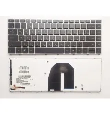 Клавиатура ноутбука HP ProBook 5330m черная с серебристой рамкой подсветкой UA (A43817)