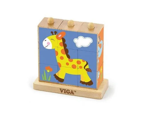 Розвиваюча іграшка Viga Toys Пазл-кубики вертикальний Сафарі (50834)