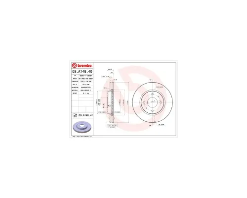 Тормозной диск Brembo 09.A148.41