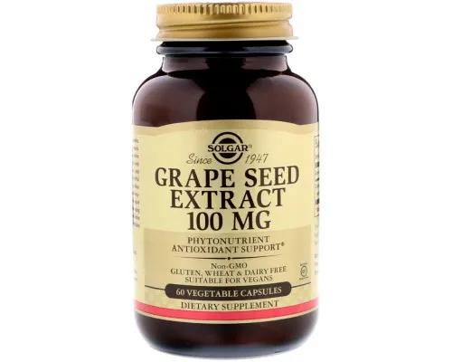 Трави Solgar Екстракт виноградних кісточок, Grape Seed Extract, 100 мг, 6 (SOL-01356)