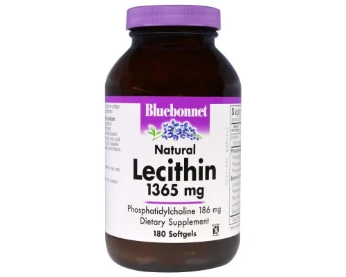 Амінокислота Bluebonnet Nutrition Натуральний Лецитин 1365мг, 180 желатинових капсул (BLB-00926)