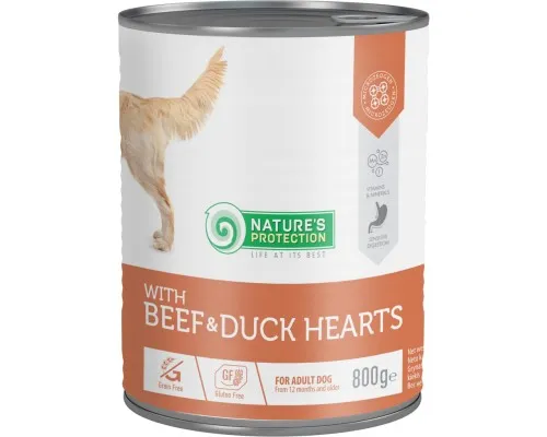 Консерви для собак Natures Protection with Beef&Duck Hearts 800 г (KIK45605)