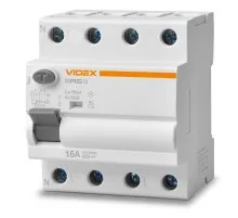 Дифференциальное реле (УЗО) Videx RESIST АС 4п 30мА 10кА 16А (VF-RS10-DR4AC16)