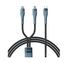 Дата кабель USB-C to USB-C + Lightning 1.3m Azeada PD-B73th 27W/100W data transfer black Proda (PD-B73th-BK)