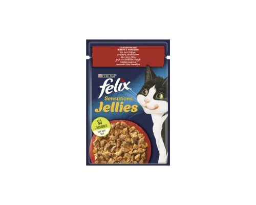 Влажный корм для кошек Purina Felix Sensations Jellies с говядиной и томатами в желе 85 г (7613039831724)