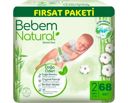 Підгузки Bebem Natural 2 mini 3-6 кг 68 шт (8690536831944)