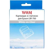 Стрічка для принтера етикеток WWM для Epson LW-700 24mm х 8m White-on-Clear (WWM-ST24S)