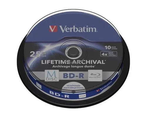 Диск BD Verbatim 25Gb 4x Cake 10pcs Printable M-DISC (43825)