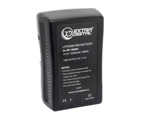 Акумулятор до фото/відео Extradigital Sony BP-190WS, Li-ion, 14.8V, 13200 mAh (BDS2695)