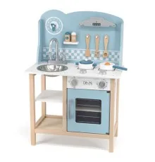 Игровой набор Viga Toys кухня из дерева с аксессуарами PolarB голубая (44047)
