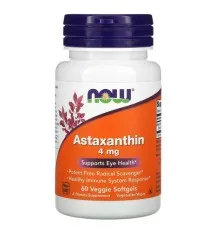 Антиоксидант Now Foods Астаксантин, Astaxanthin, 4 мг, 60 желатиновых капсул (NOW-03251)