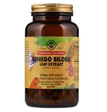 Трави Solgar Екстракт листя гінкго білоба, Ginkgo Biloba Leaf Extract, 18 (SOL-04132)