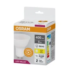 Лампочка Osram LED VALUE, PAR16, 5W, 3000K, GU10 (4058075689510)
