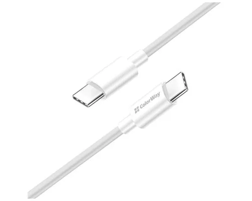 Дата кабель USB-C to USB-C 1.0m 5A 100W white ColorWay (CW-CBPDCC058-WT)