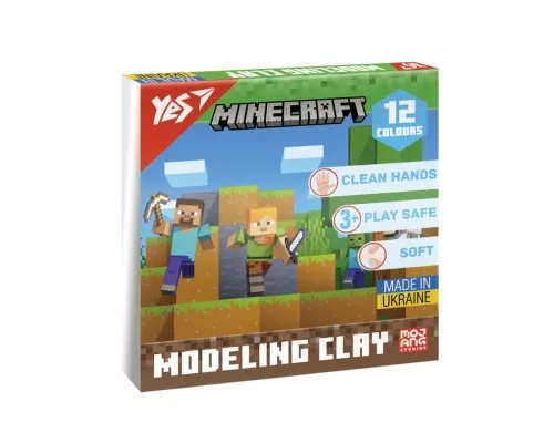 Пластилін Yes Minecraft 12 кольорів 240 г (540668)