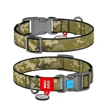 Нашийник для тварин WAUDOG Nylon з QR-паспортом "Мілітарі" пластиковий фастекс M (281-4026)