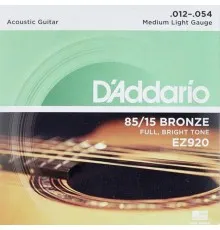 Струни для гітари D'Addario 85/15 Bronze Medium Light (12-54) (EZ920)