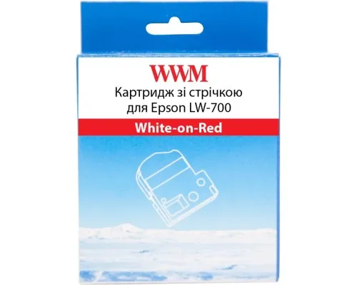 Лента для принтера этикеток WWM для Epson LW-700 24mm х 8m White-on-Red (WWM-SD24R)