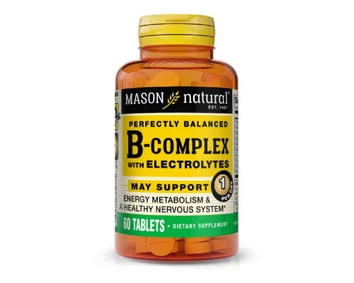 Вітамінно-мінеральний комплекс Mason Natural B-комплекс з електролітами, B-Complex With Electrolytes, 60 (MAV17605)